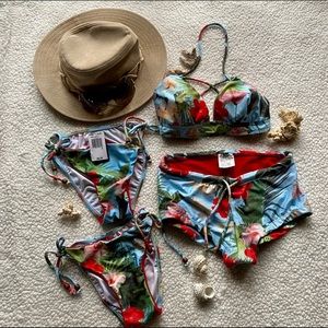 GUESS Bikini and Boy Short Bundle - Tropical Print, Varied Sizes